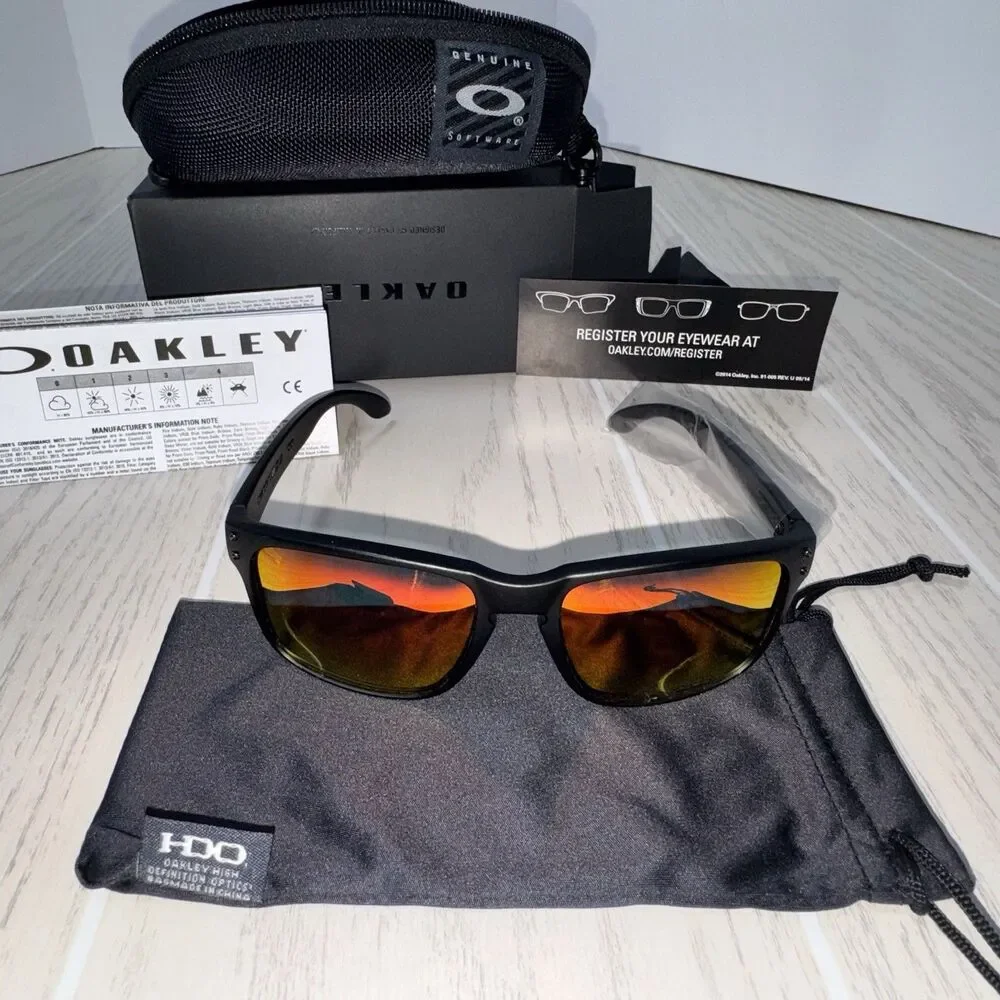 Oakley Holbrook 009244 Polarized Sunglasses Men Black Frame Prizm Orange Lens
